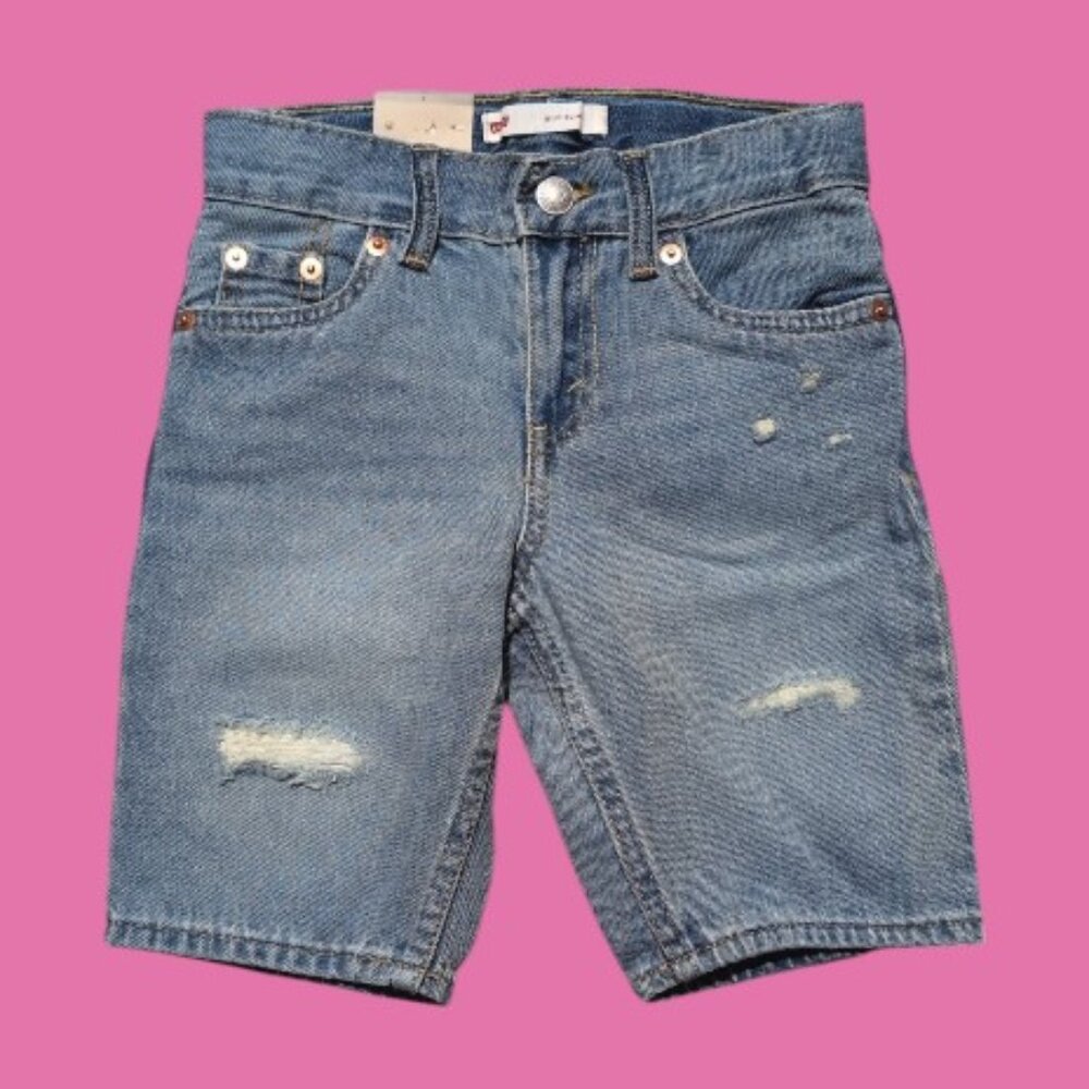 Levi's Boys Zip Fly & Button Clousure Light Wash Blue Denim Shorts NWT